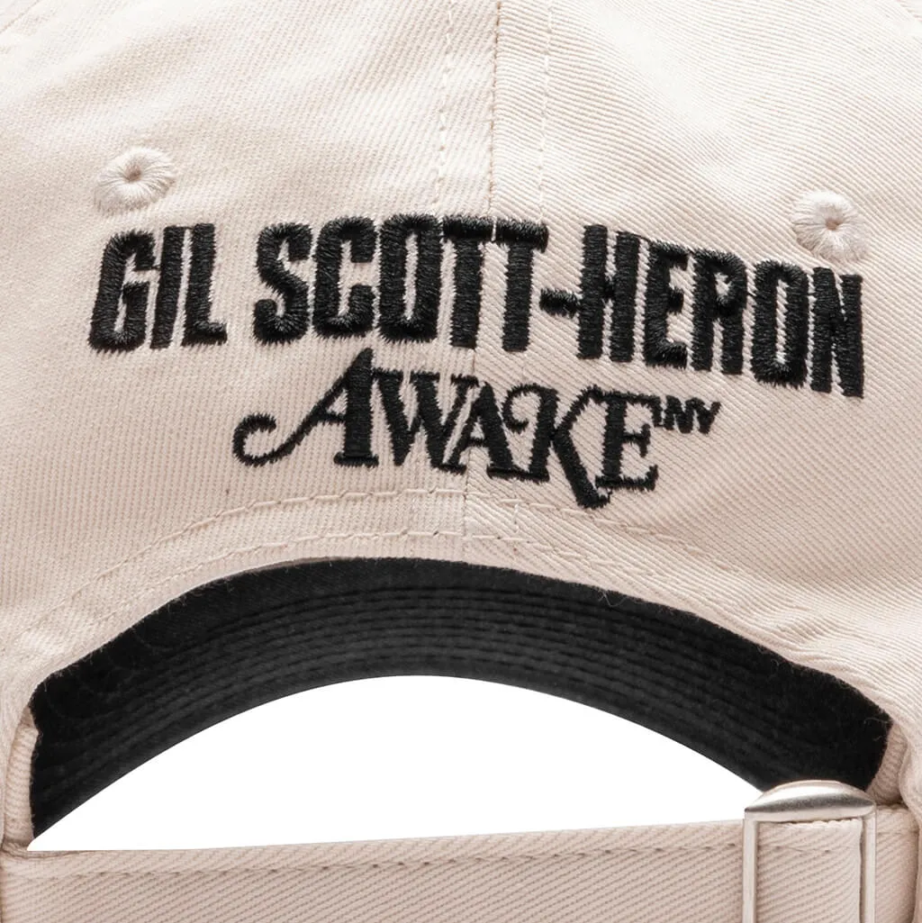 Awake NY x Gil Scott Heron 6 Panel Hat - Ivory/Black