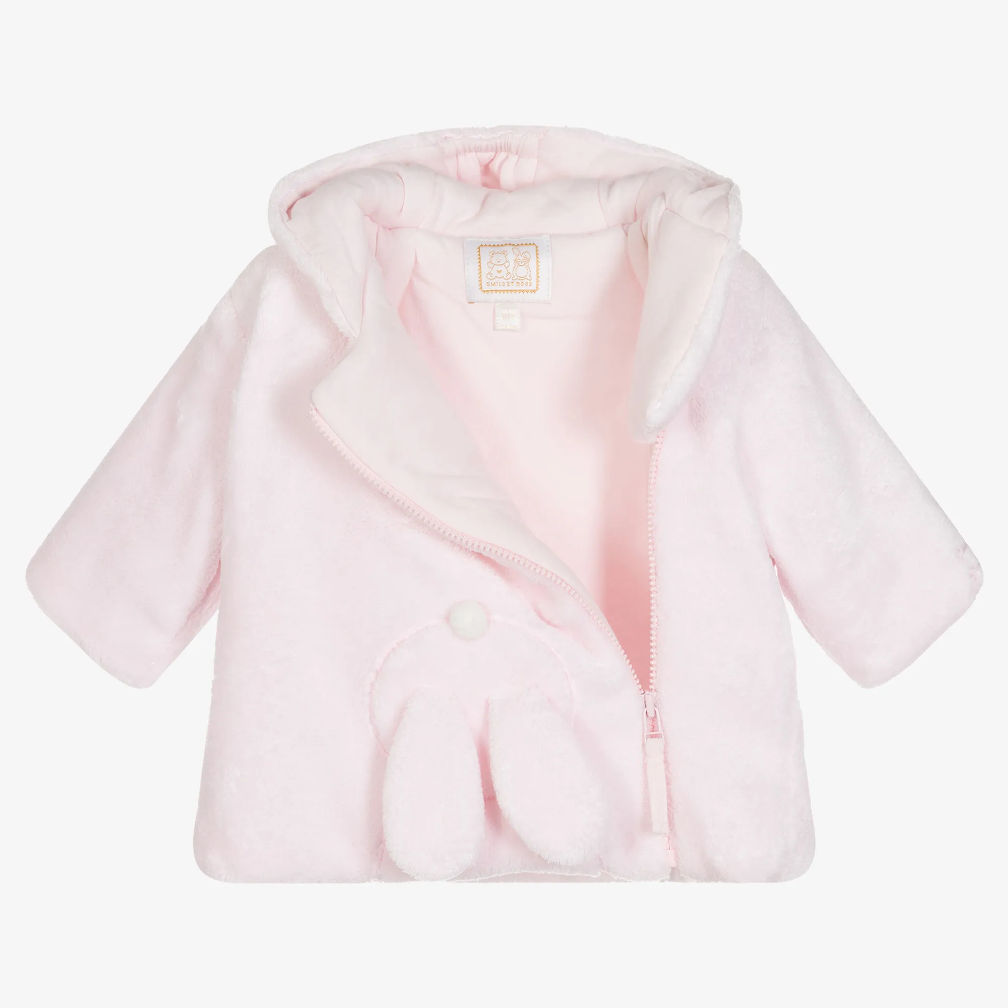 Baby Girls Pink Plush Bunny Coat