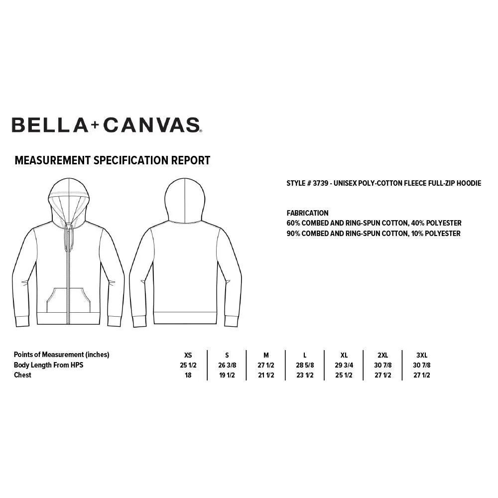 BELLA+CANVAS Unisex Winged F Sponge Fleece Full-Zip Hoodie - Fenton XC