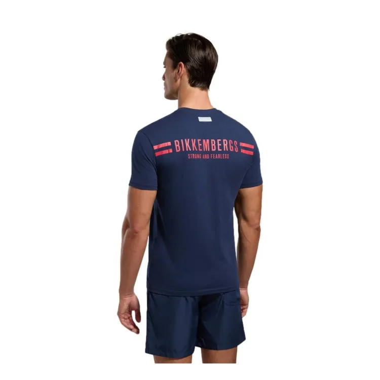 Bikkembergs VERTICAL STRIPERS  T-Shirt Maniche Corte In Cotone Blu