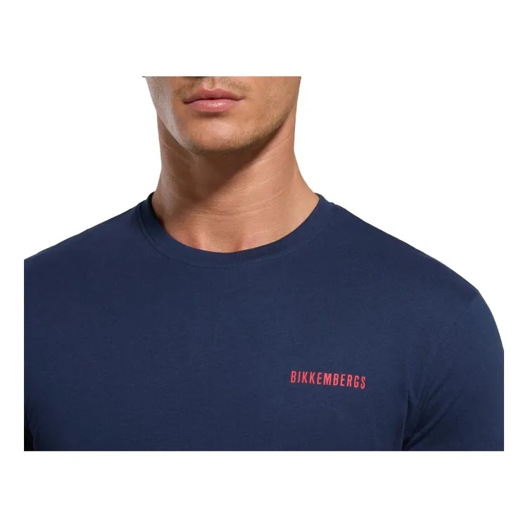 Bikkembergs VERTICAL STRIPERS  T-Shirt Maniche Corte In Cotone Blu