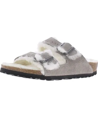 Birkenstock Arizona Womens Suede Faux Fur Lined Footbed Sandals