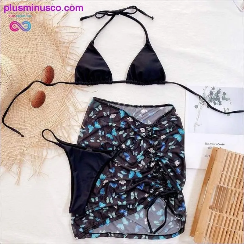 Butterfly Print 3-Piece Bikini