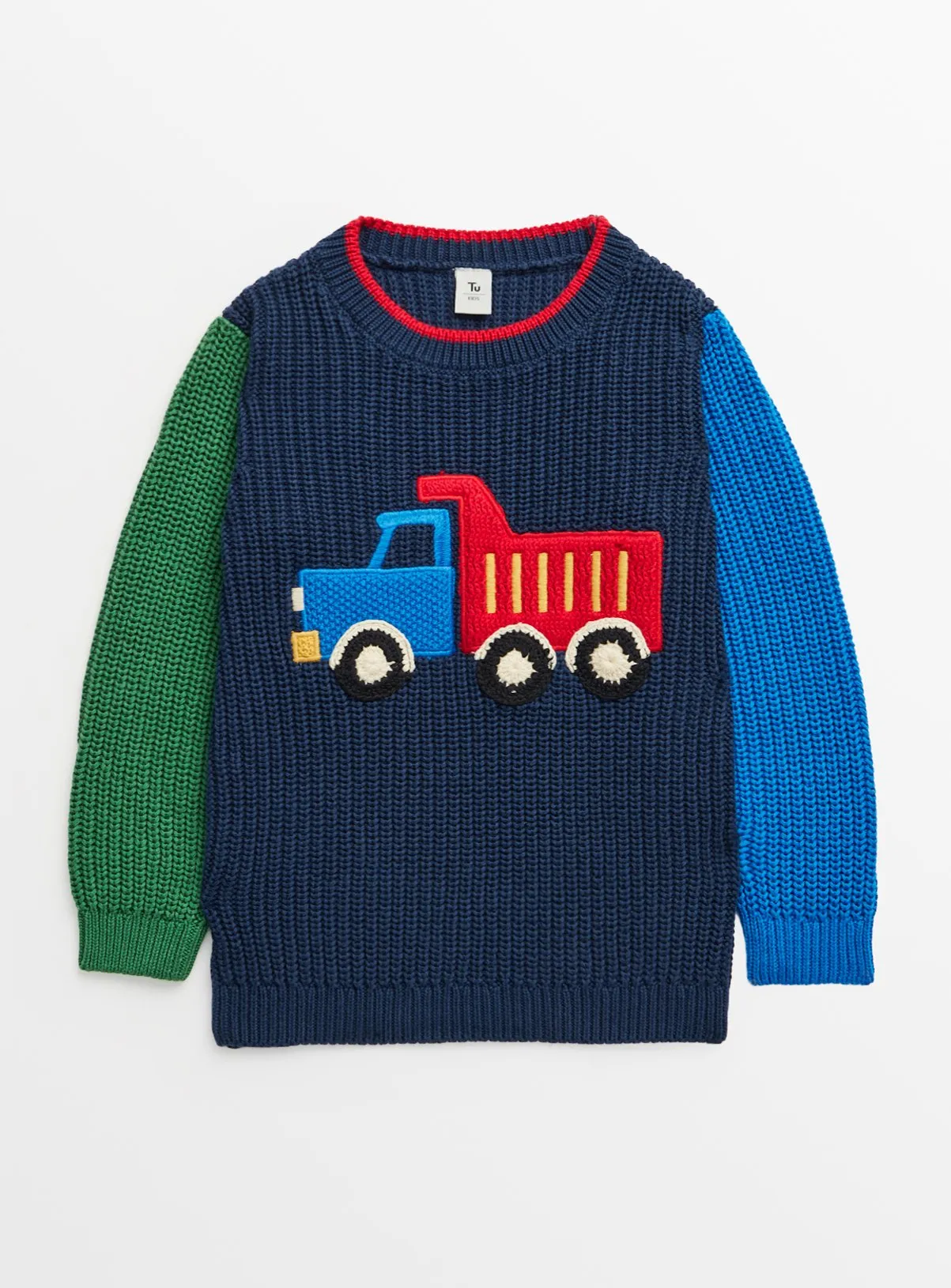 Buy Navy Colour Block Truck Design Knitted Jumper 1-2 years | Jumpers and hoodies | Tu