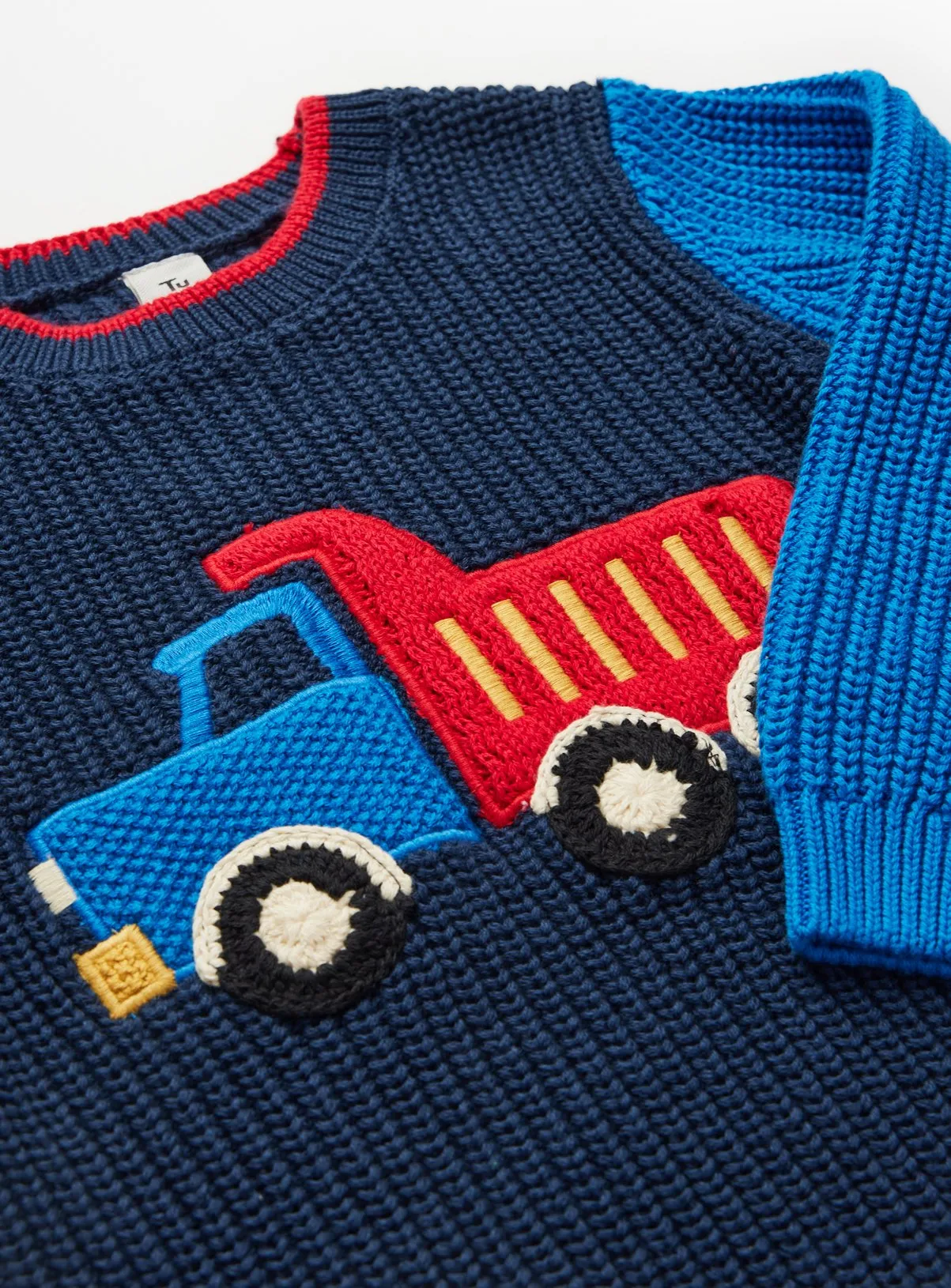 Buy Navy Colour Block Truck Design Knitted Jumper 1-2 years | Jumpers and hoodies | Tu