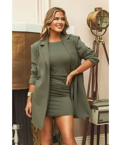 Cupshe x JoJo Olive Green Longline Blazer