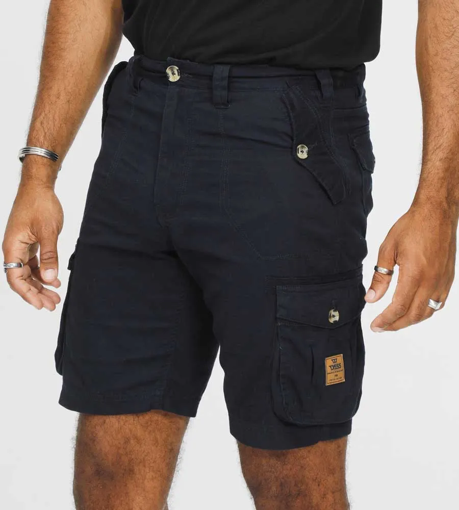 D555 Mens Navy Cotton Cargo Shorts (RODNEY)