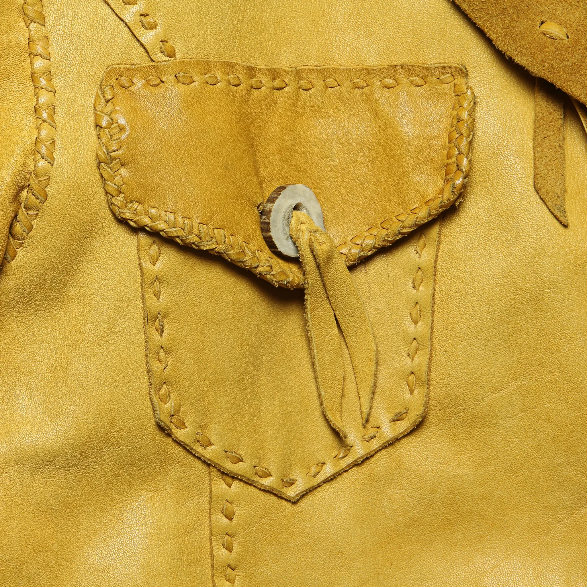 Deerskin Leather Jacket with Antler Buttons - Tan