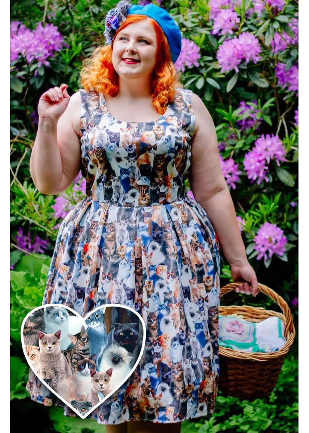 Dolly & Dotty Amanda Furry Cat 50's Swing Dress Multi