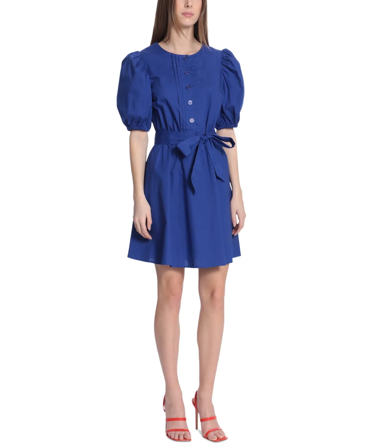 Donna Morgan Women's Puff Sleeve Shirtdress Blue Size 2