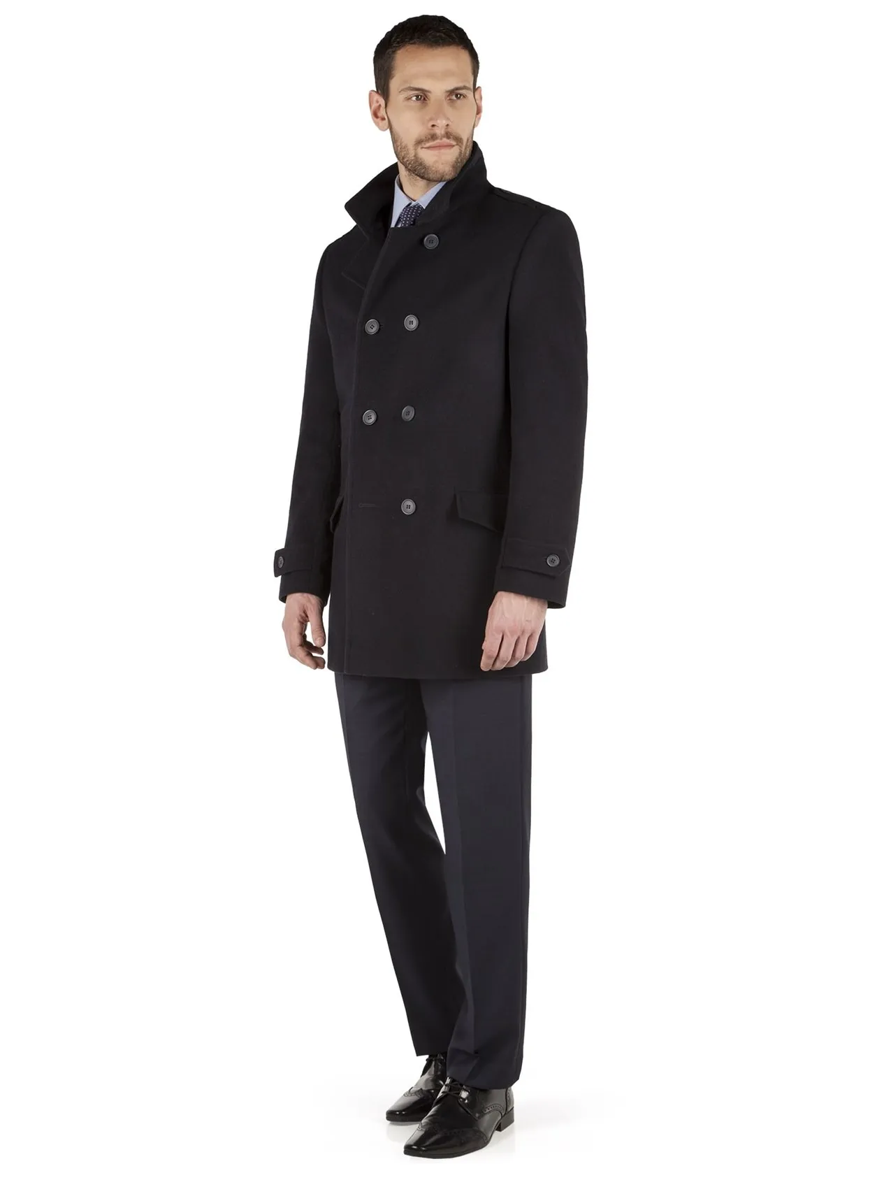 Double Breasted Navy Military Melton Coat