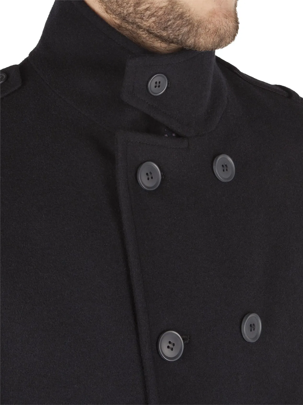 Double Breasted Navy Military Melton Coat