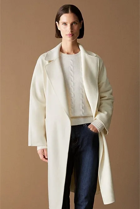 Double Faced Wool Belted Wrap Coat