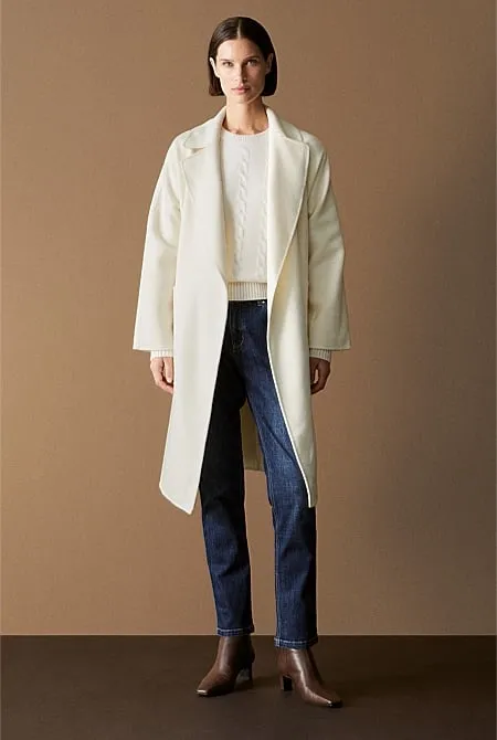 Double Faced Wool Belted Wrap Coat