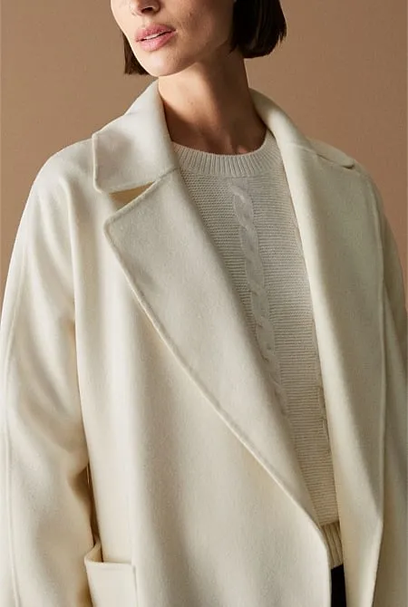 Double Faced Wool Belted Wrap Coat