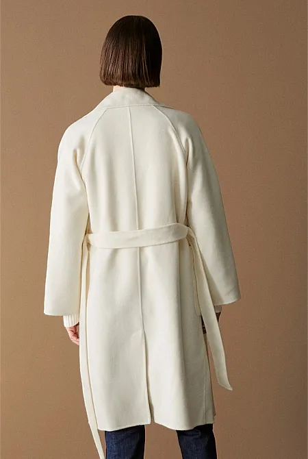 Double Faced Wool Belted Wrap Coat