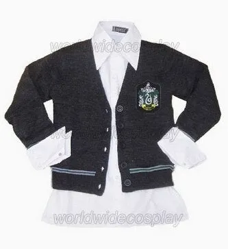 Free Shipping Harry Slytherin Cosplay Sweater Shirt Necktie Badge Custom Made for Halloween and Christmas