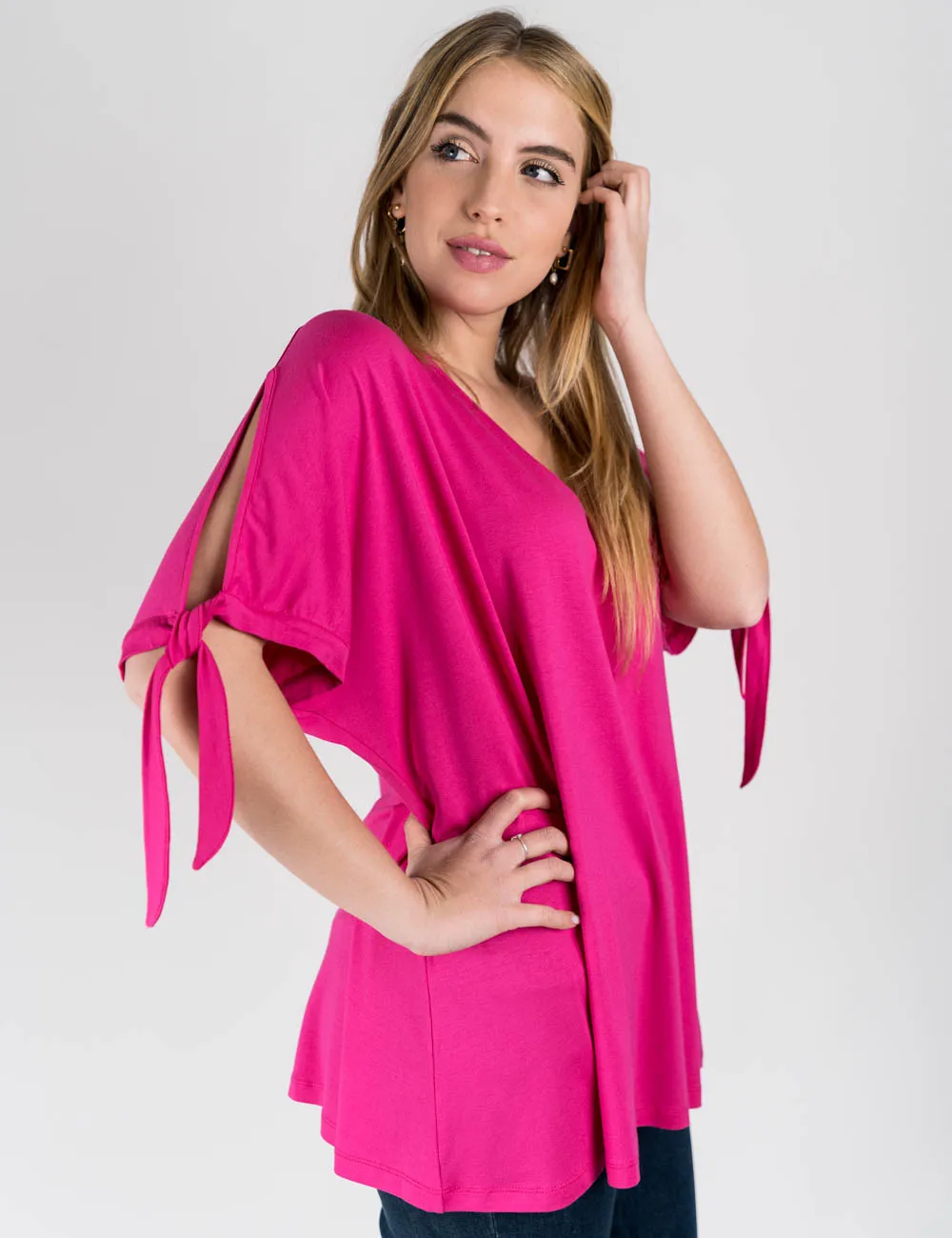 Gigliorosso - T-shirt scollo a V fucsia