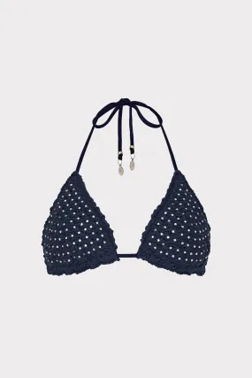 Glimmer Crochet Bikini Top With Crystal Applique