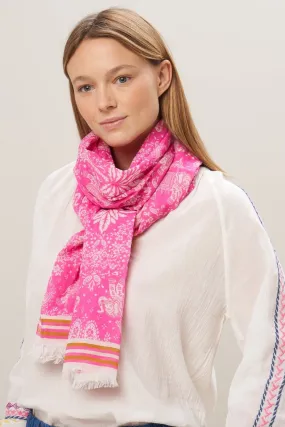 Hartford Pink Cotton Voile Elephants Scarf