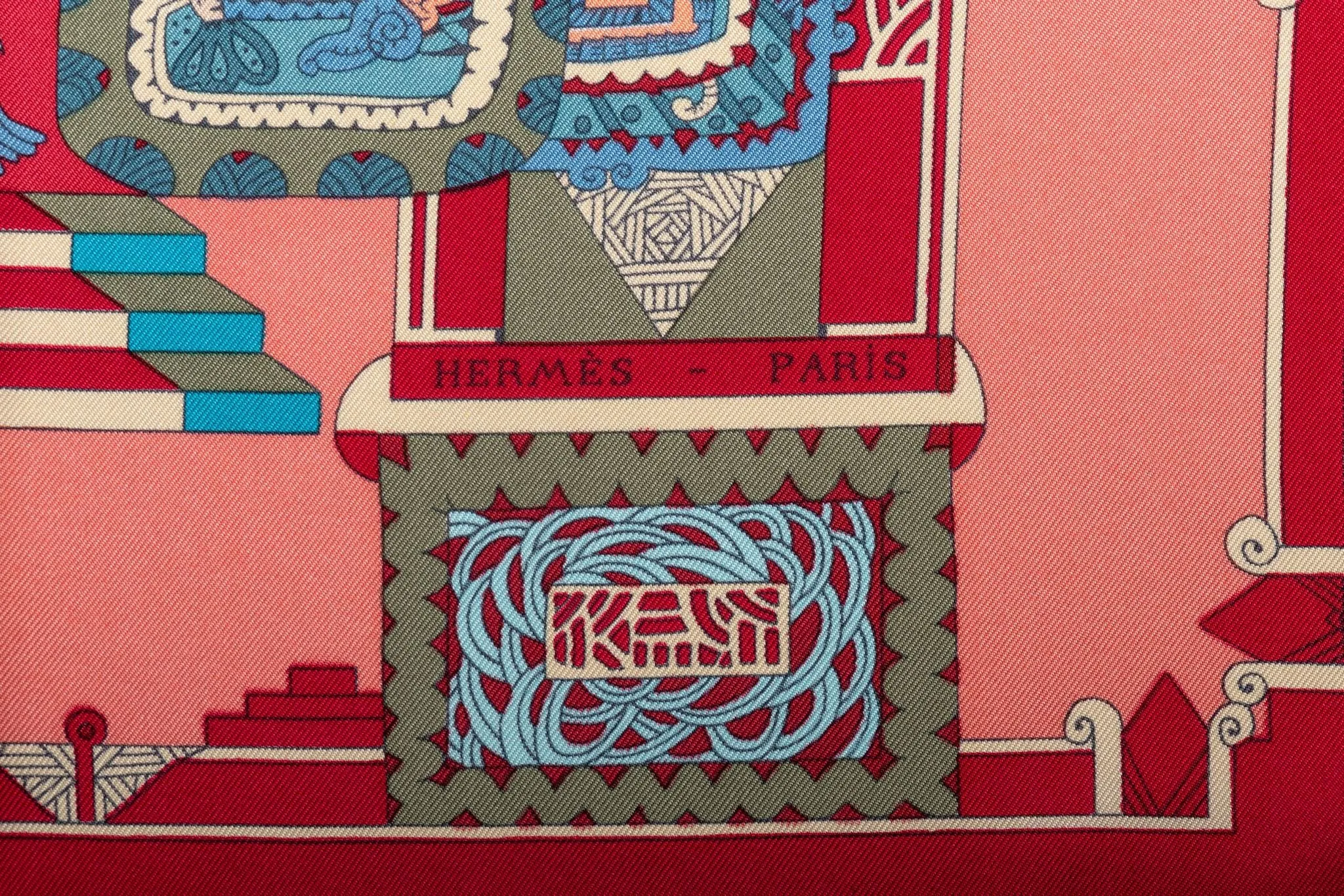 Hermès Aztec Garden Pink Silk Scarf