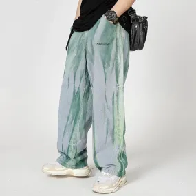 Hip Hop Harajuku Men's Autumn Illusion Tie Dye Streetwear Baggy Denim Pant