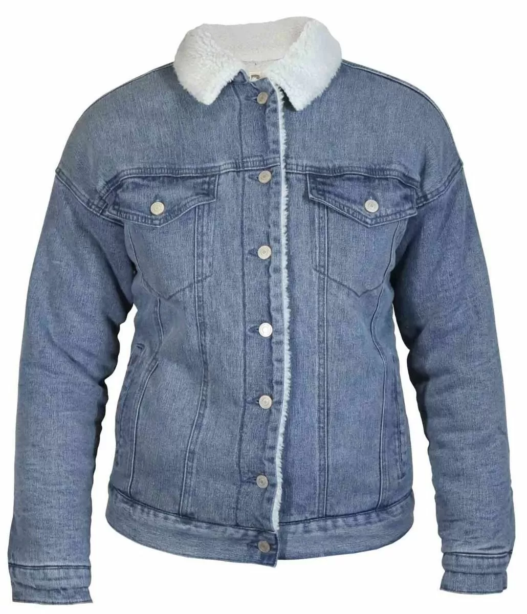 Hoodlamb Ladies Sherpa Lined Denim Jacket