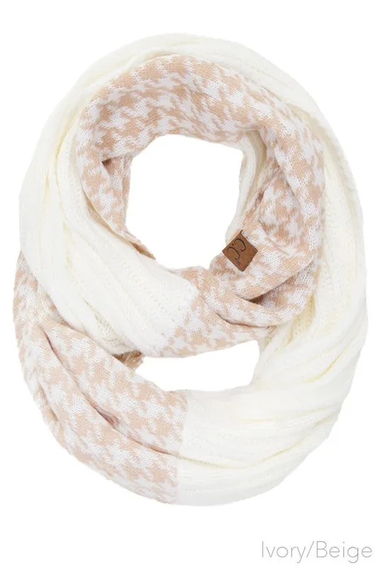 Houndstooth Knitted Infinity Scarf