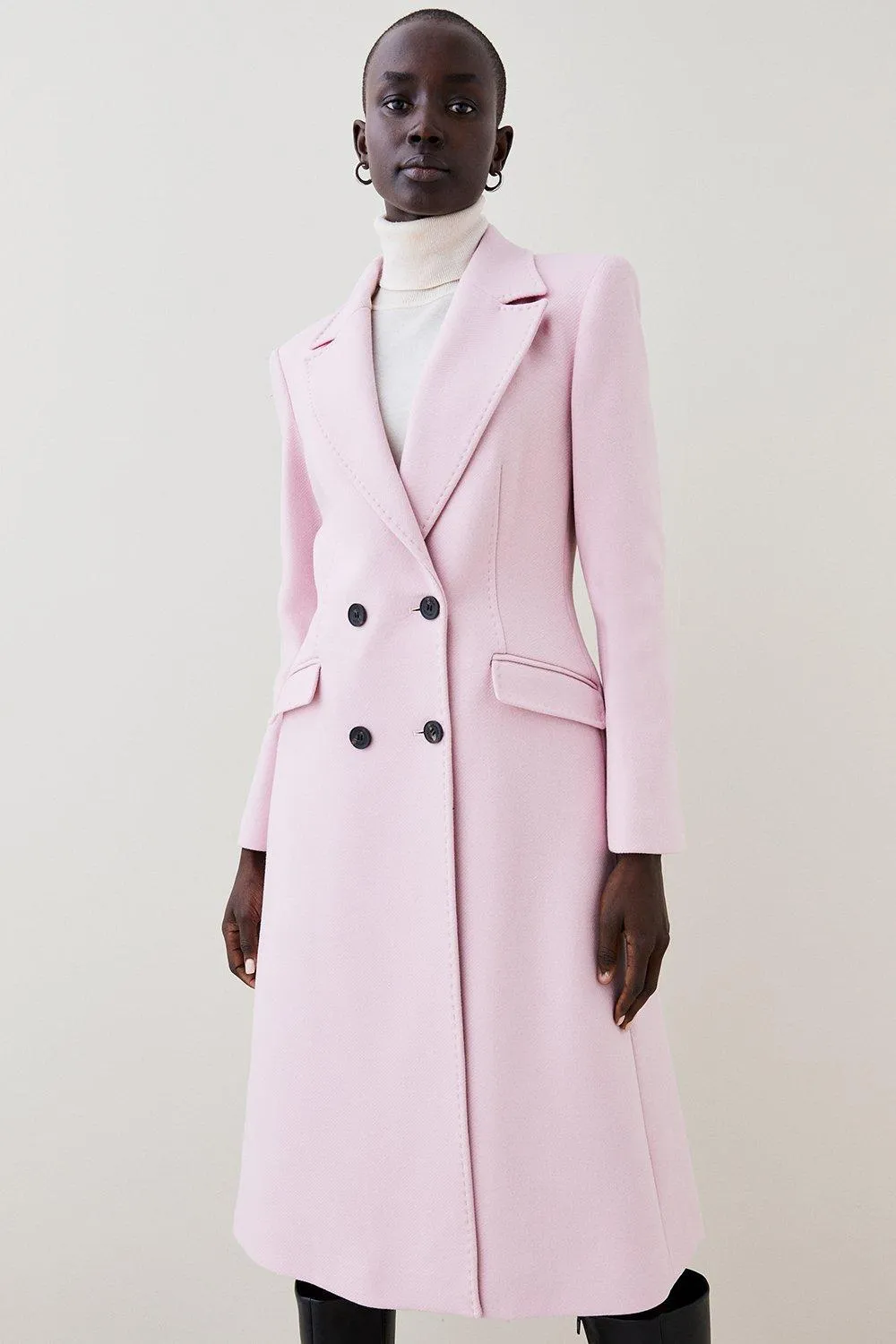 Italian Virgin Wool Fitted Coat | Karen Millen