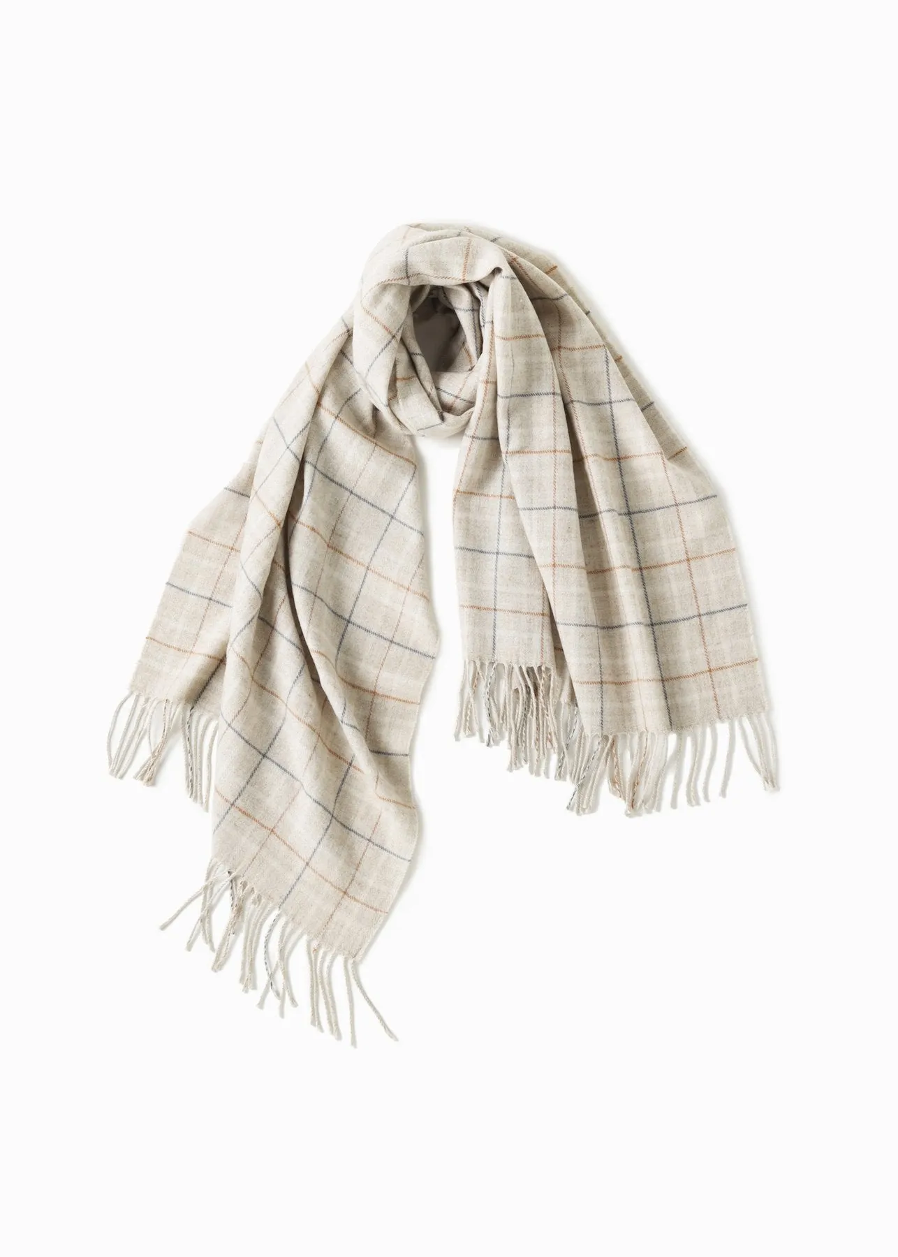 Ivory Windowpane Plaid Scarf