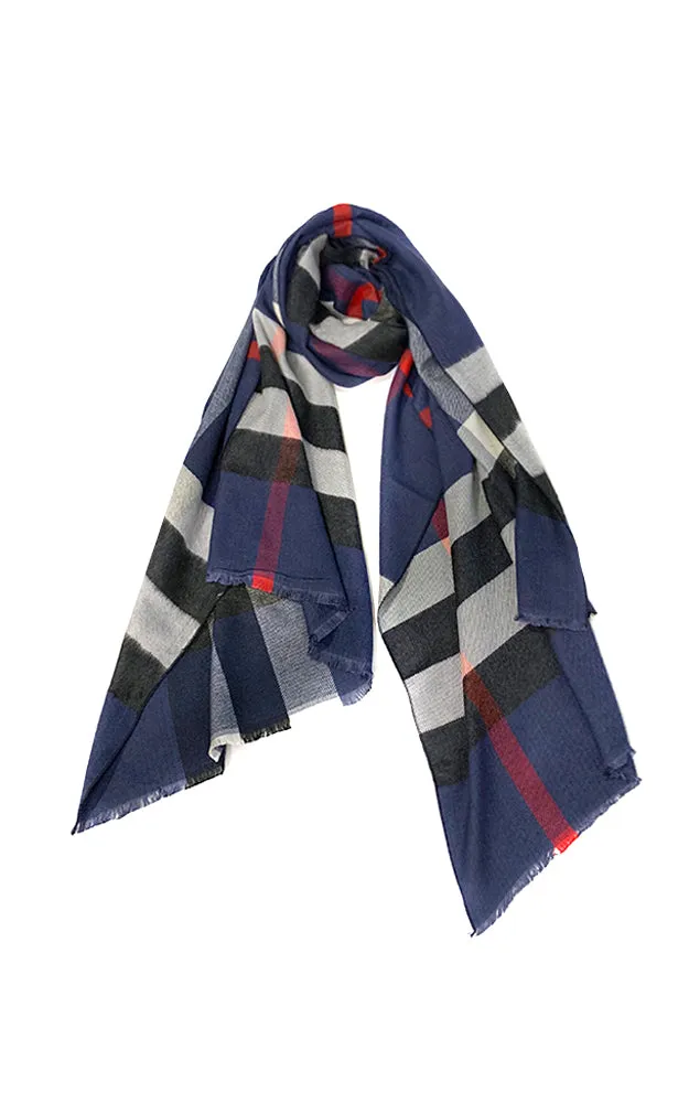 JC023212 Classic Plaid Cashmere Blended Scarf