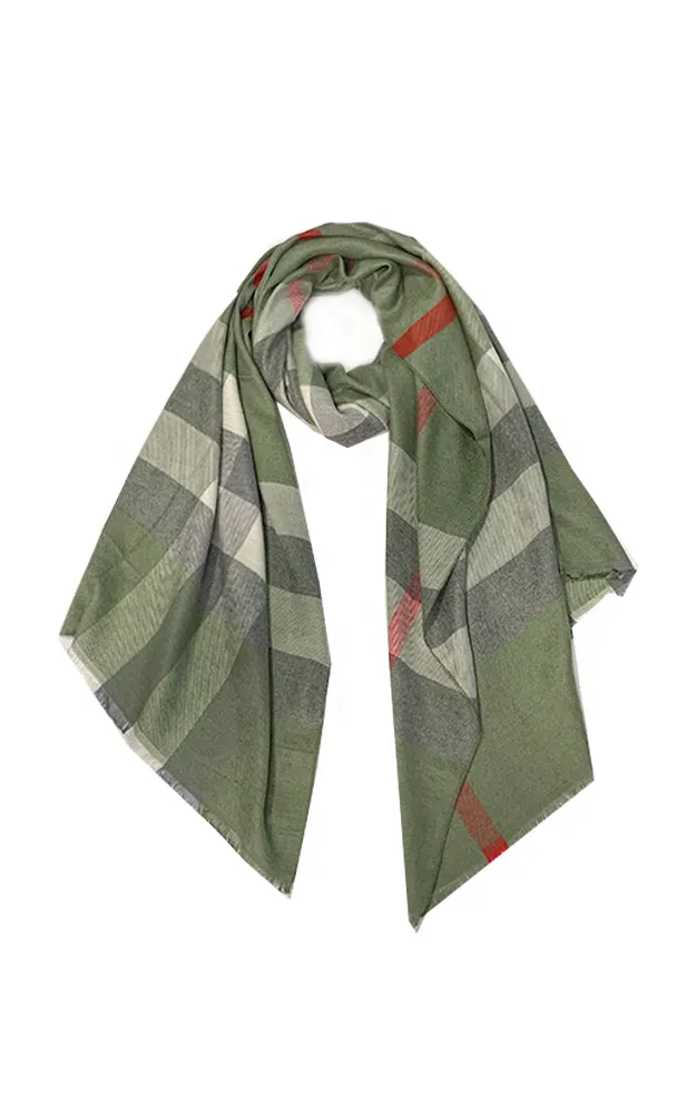 JC023212 Classic Plaid Cashmere Blended Scarf