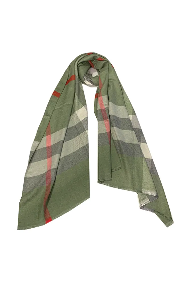 JC023212 Classic Plaid Cashmere Blended Scarf