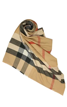 JC023212 Classic Plaid Cashmere Blended Scarf