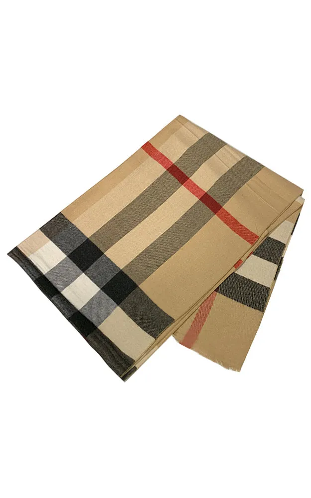 JC023212 Classic Plaid Cashmere Blended Scarf