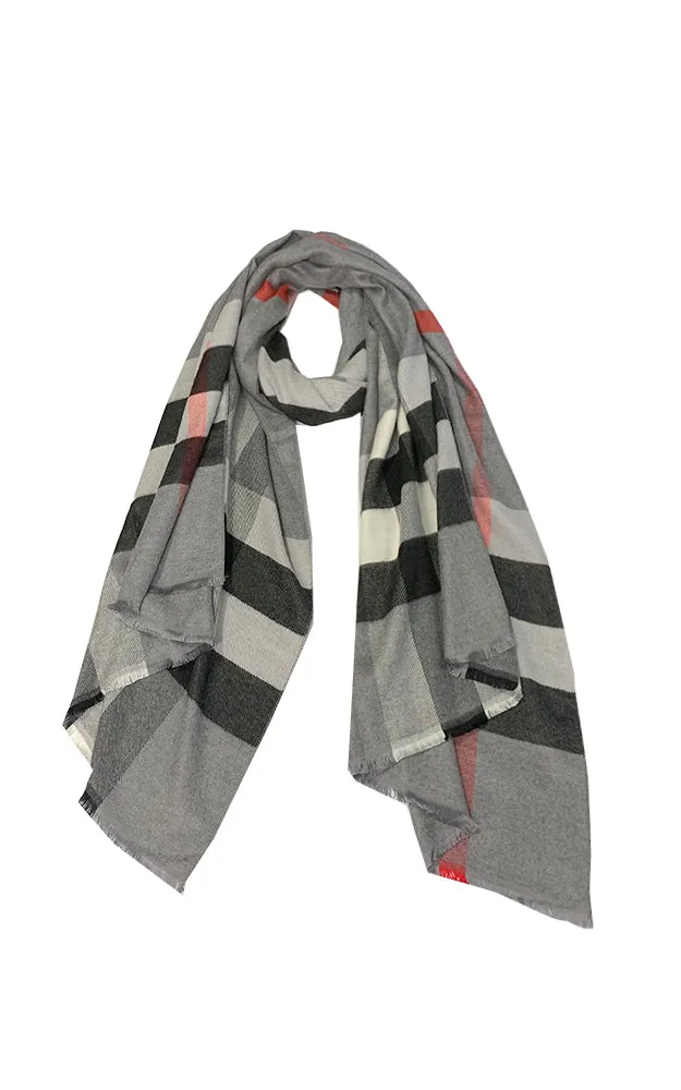 JC023212 Classic Plaid Cashmere Blended Scarf