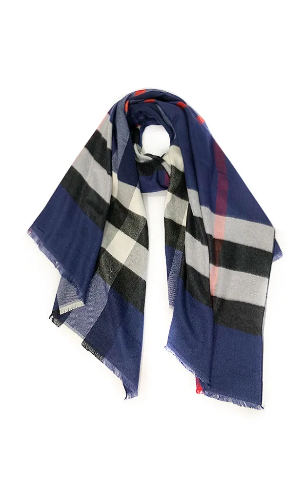 JC023212 Classic Plaid Cashmere Blended Scarf