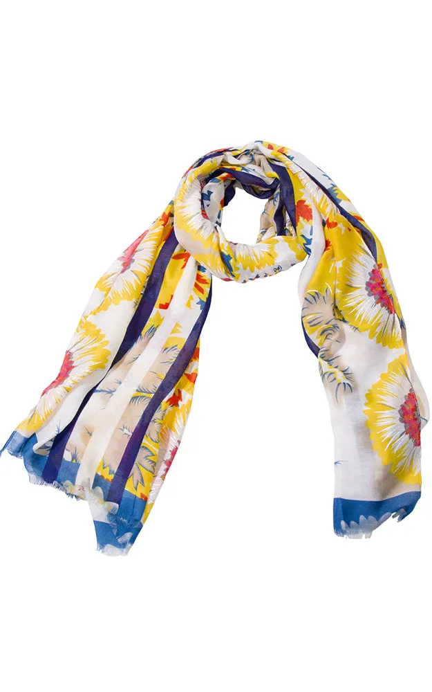 JS1307 Soft Floral Print Oblong Scarf with short trim