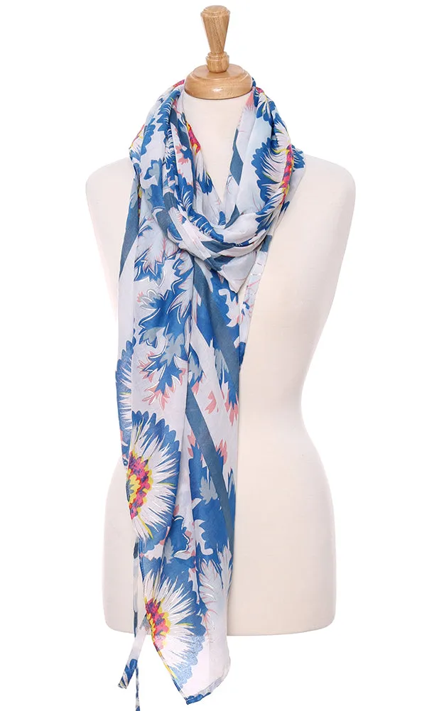 JS1307 Soft Floral Print Oblong Scarf with short trim