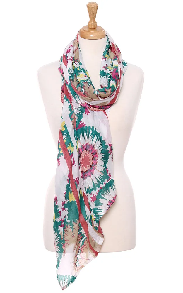 JS1307 Soft Floral Print Oblong Scarf with short trim