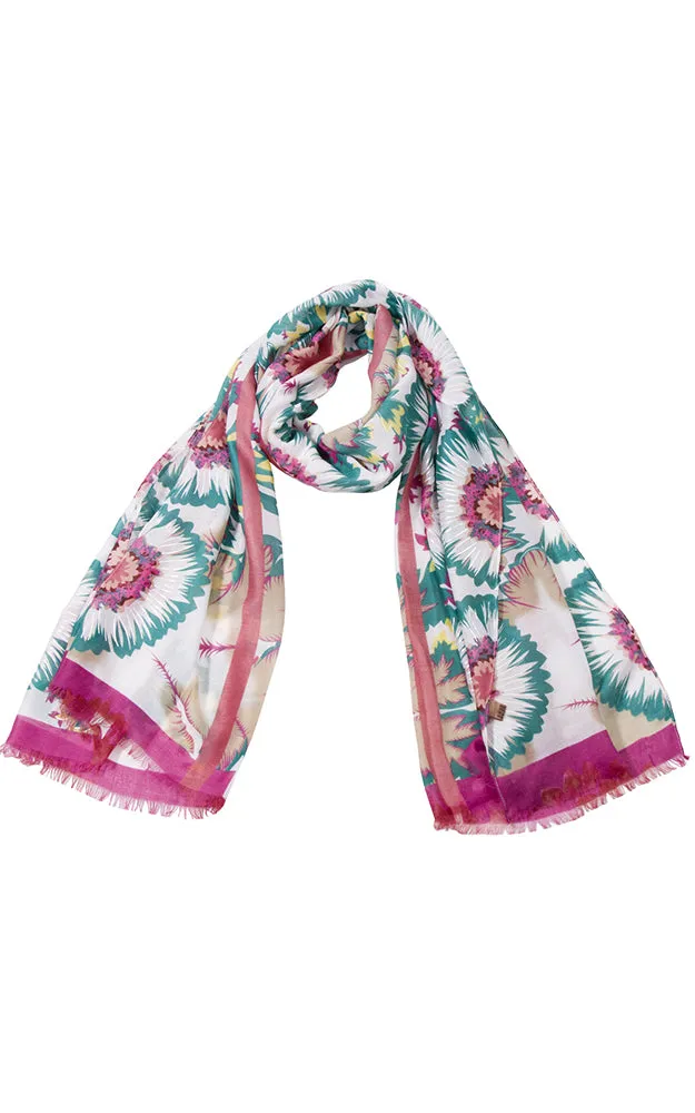 JS1307 Soft Floral Print Oblong Scarf with short trim