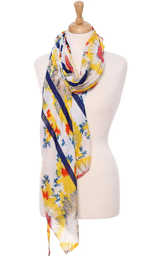 JS1307 Soft Floral Print Oblong Scarf with short trim