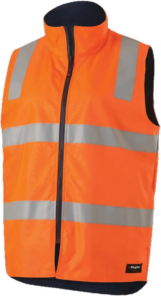 King Gee K55031 Insulated Vest - High Visiblity with Tape - Orange/Navy - 2XS