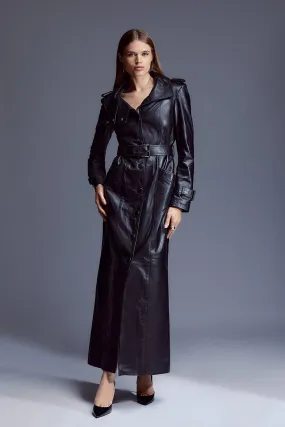 Leather Maxi Trench Coat | Karen Millen