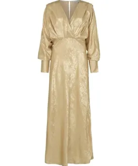 Lily and Lionel Women's Paloma Metallic V-Neck Maxi Dress In Gold