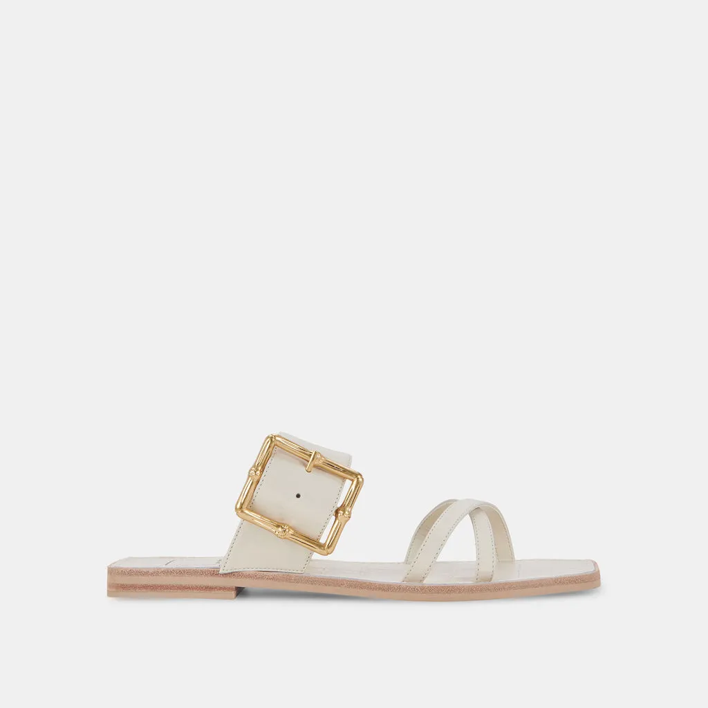 LOWYN Sandals Ivory Leather | Ivory Leather Flat Sandals– Dolce Vita 6897927684162