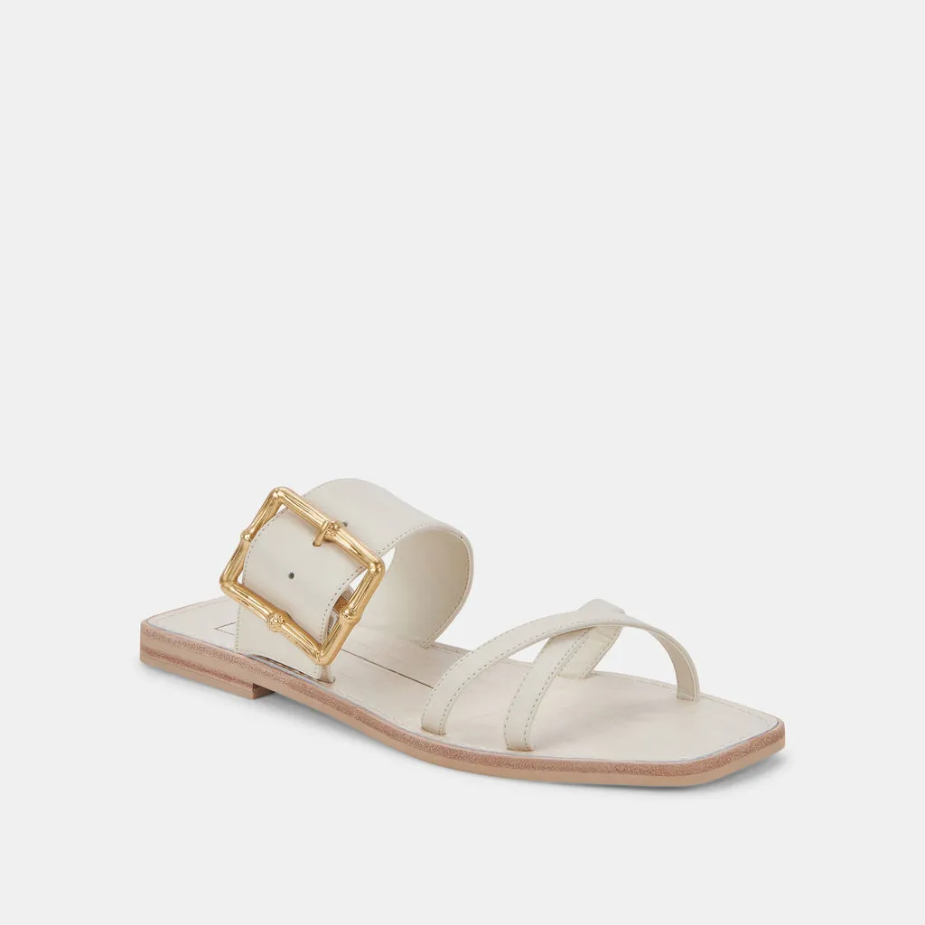 LOWYN Sandals Ivory Leather | Ivory Leather Flat Sandals– Dolce Vita 6897927684162