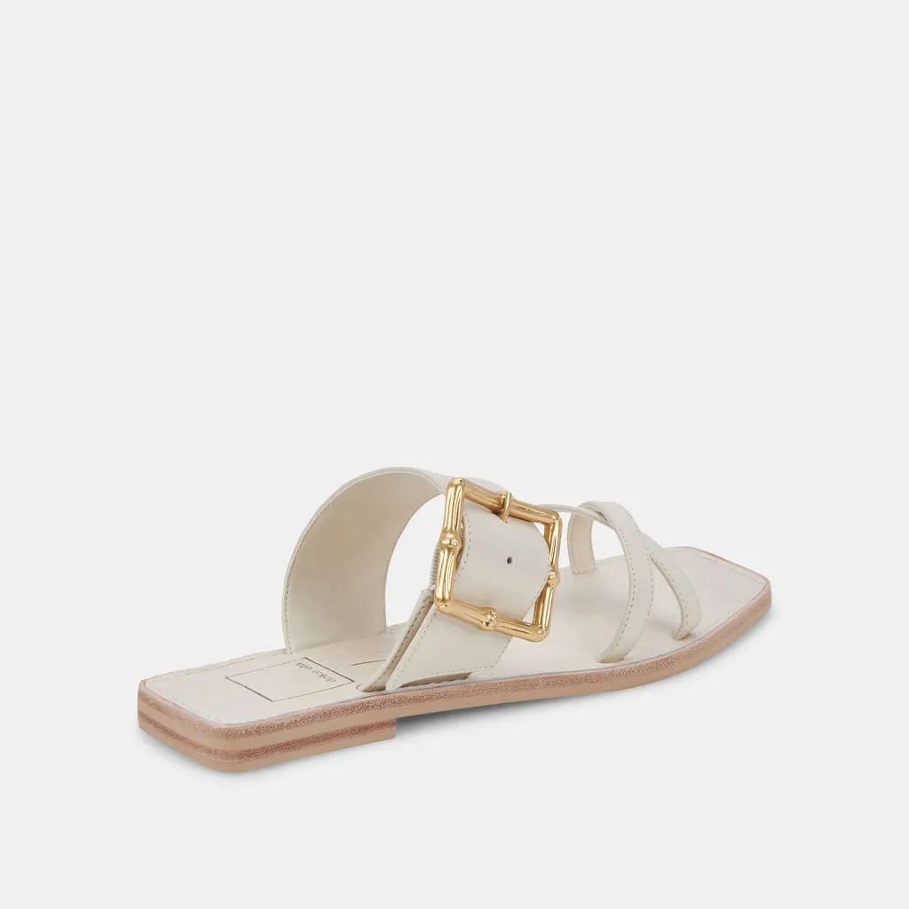 LOWYN Sandals Ivory Leather | Ivory Leather Flat Sandals– Dolce Vita 6897927684162