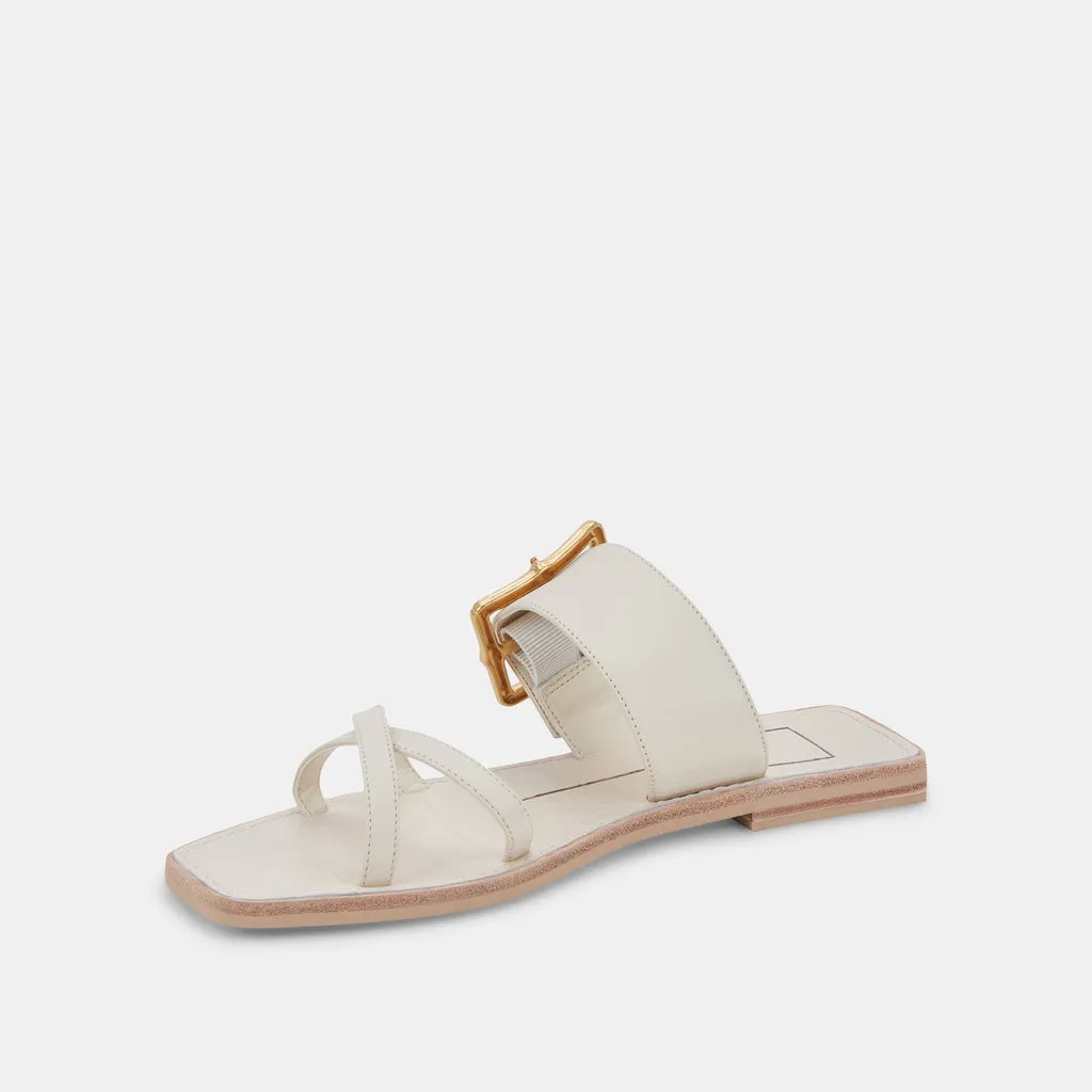 LOWYN Sandals Ivory Leather | Ivory Leather Flat Sandals– Dolce Vita 6897927684162