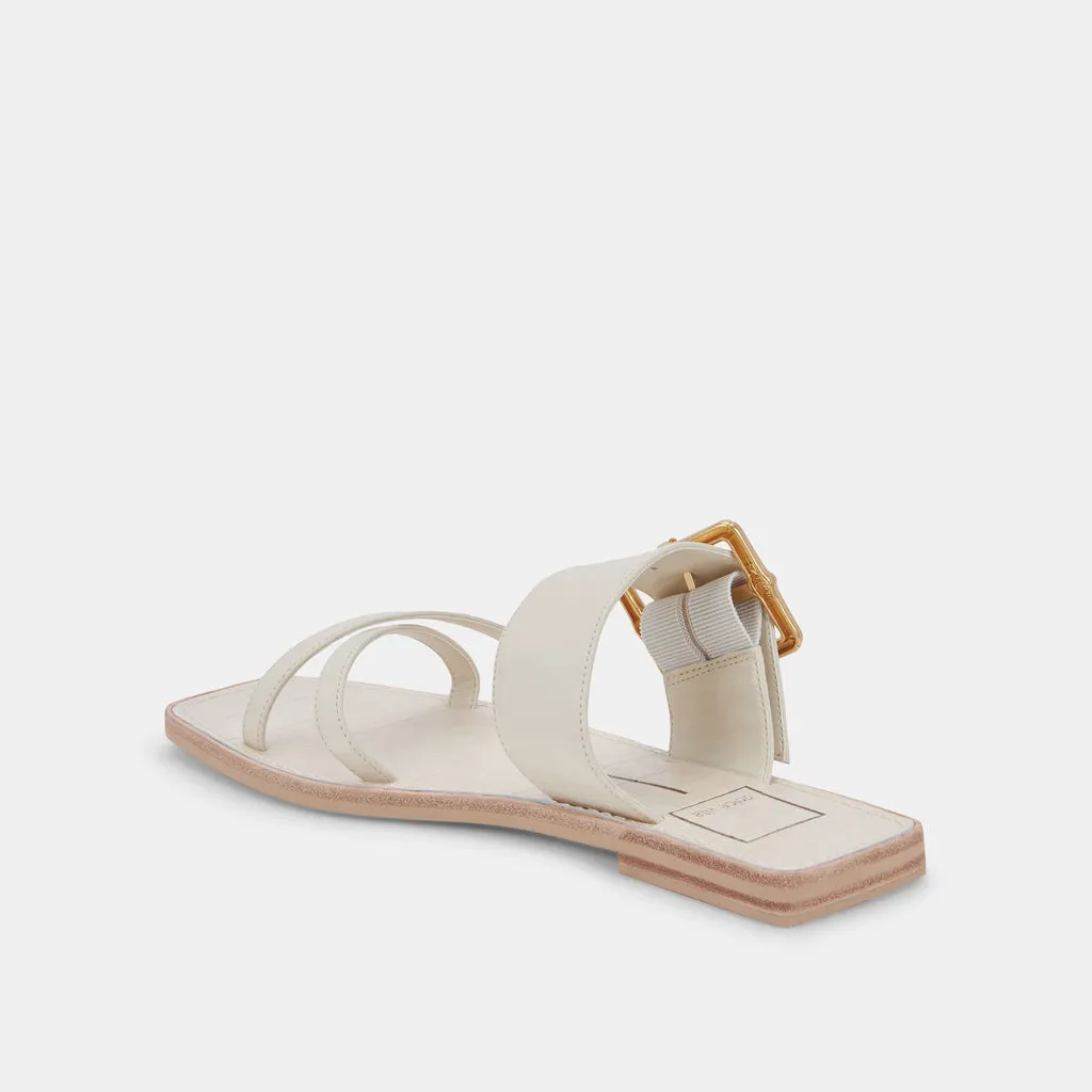 LOWYN Sandals Ivory Leather | Ivory Leather Flat Sandals– Dolce Vita 6897927684162